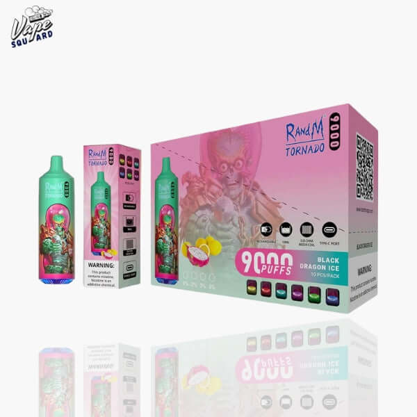 Black Dragon Ice RandM Tornado 9000 Puffs Prefilled Vape
