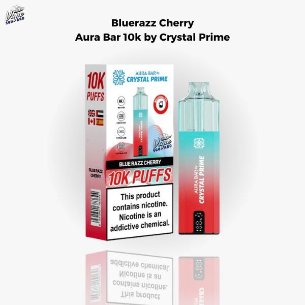 Blue Razz Cherry Aura Bar 10k Prefilled Vape By Crystal Prime
