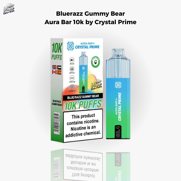 Blue Razz Gummy Bear Aura Bar 10k Prefilled Vape By Crystal Prime