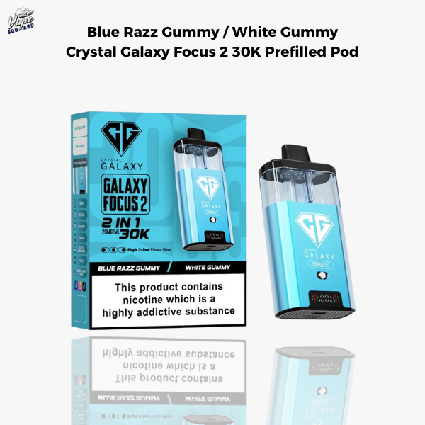 Blue Razz Gummy / White Gummy Crystal Galaxy Focus 2 30K Prefilled Pod