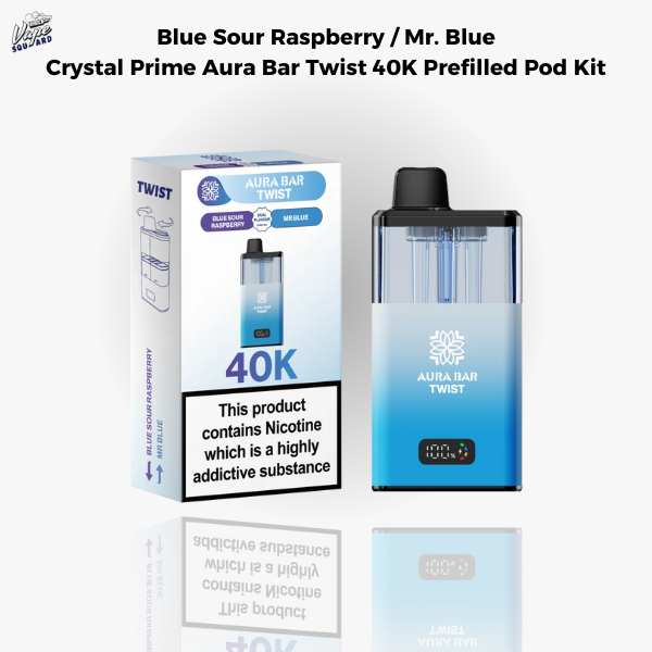 Blue Sour Raspberry / Mr. Blue Crystal Prime Aura Bar Twist 40K Prefilled Pod Kit