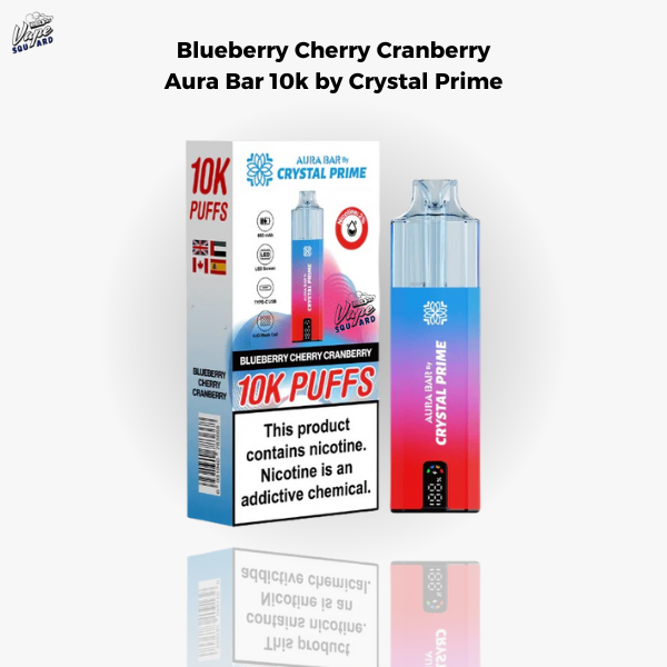 Blueberry Cherry Cranberry Aura Bar 10k Prefilled Vape By Crystal Prime