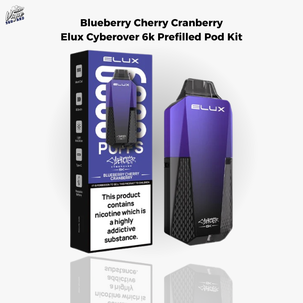 Blueberry Cherry Cranberry Elux Cyberover 6K Prefilled Pod Kit