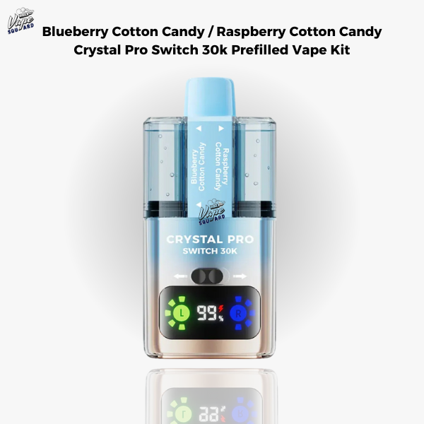 Blueberry Cotton Candy / Raspberry Cotton Candy Crystal Pro Switch 30k Prefilled Vape Kit