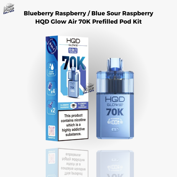 Blueberry Rasp / Blue Sour Raspberry HQD Glow Air 70K Prefilled Pod Kit
