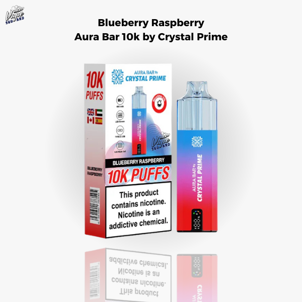 Blueberry Raspberry Aura Bar 10k Prefilled Vape By Crystal Prime