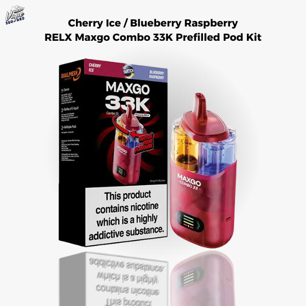 Cherry Ice / Blueberry Raspberry RELX Maxgo Combo 33K Prefilled Pod Kit
