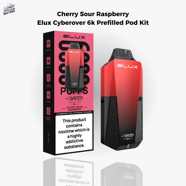 Cherry Sour Raspberry Elux Cyberover 6K Prefilled Pod Kit