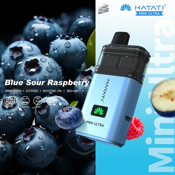 Hayati Mini Ultra 1500 Blue Sour Raspberry Disposable Vape