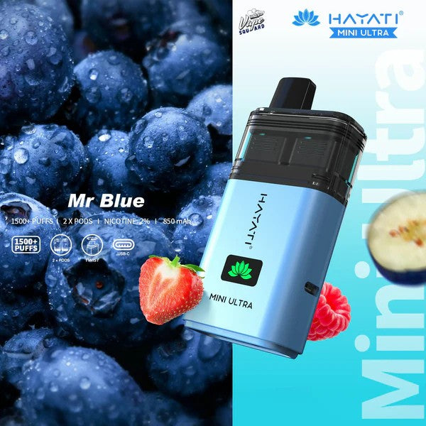 Hayati Mini Ultra 1500 Mr Blue Disposable Vape