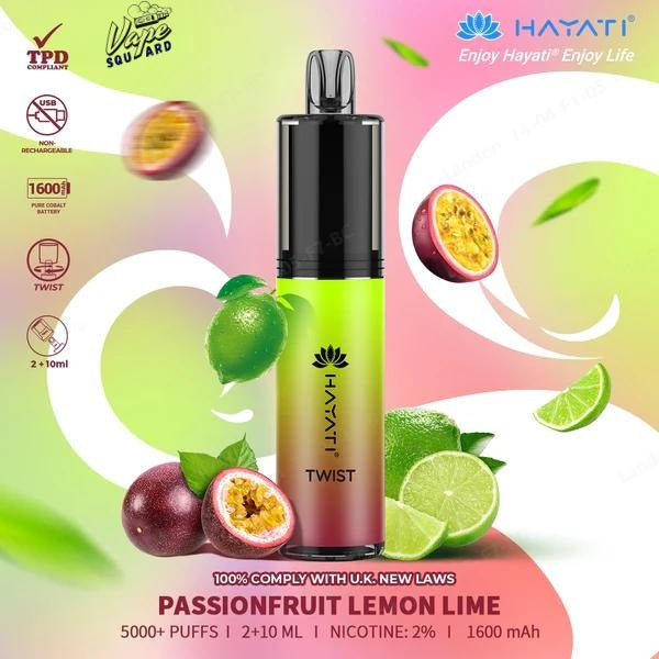 Passionfruit Lemon Lime Hayati Twist 5000 Puffs Disposable Vape