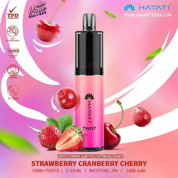 Strawberry Cranberry Cherry Hayati Twist 5000 Puffs Disposable Vape