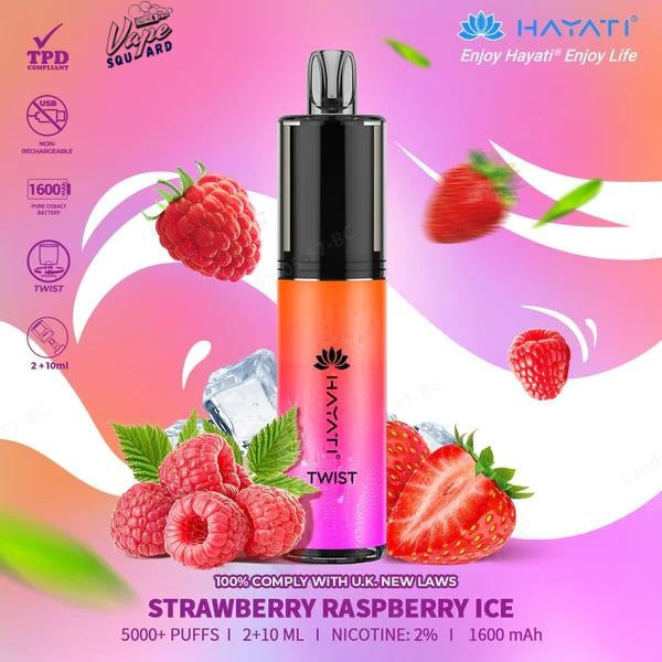 Strawberry Raspberry Ice Hayati Twist 5000 Puffs Disposable Vape
