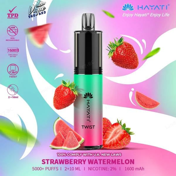 Strawberry Watermelon Hayati Twist 5000 Puffs Disposable Vape
