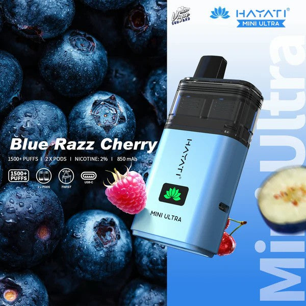 Hayati Mini Ultra 1500 Blue Razz Cherry Prefilled Vape