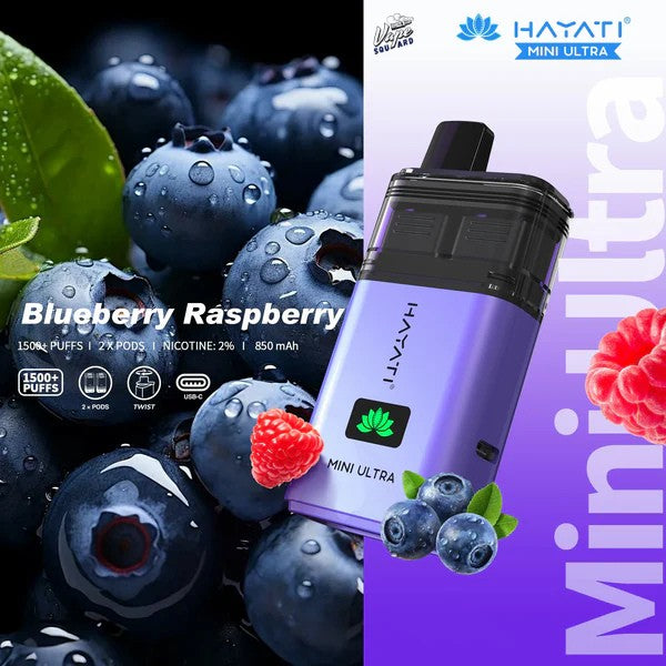 Hayati Mini Ultra 1500 Blueberry Raspberry Prefilled Vape