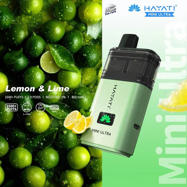 Hayati Mini Ultra 1500 Lemon and Lime Prefilled Vape