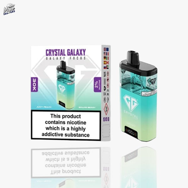 Juicy Peach and Grape Berry Crystal Galaxy Focus 30K Prefilled Vape Kit