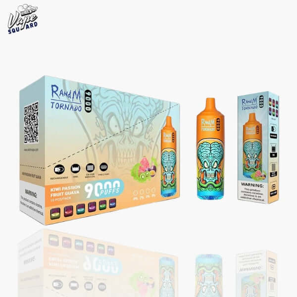 Kiwi Passion Fruit Guava RandM Tornado 9000 Puffs Prefilled Vape