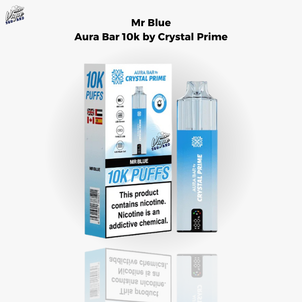 Mr Blue Aura Bar 10k Prefilled Vape By Crystal Prime