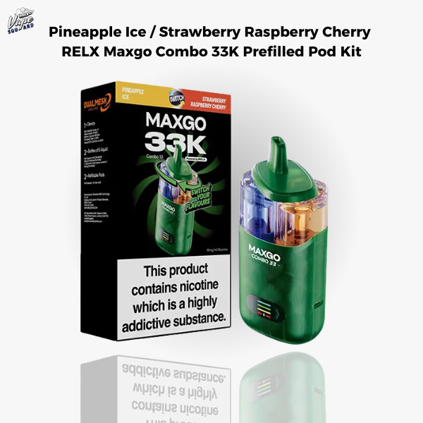 Pineapple Ice / Strawberry Raspberry Cherry RELX Maxgo Combo 33K Prefilled Pod Kit
