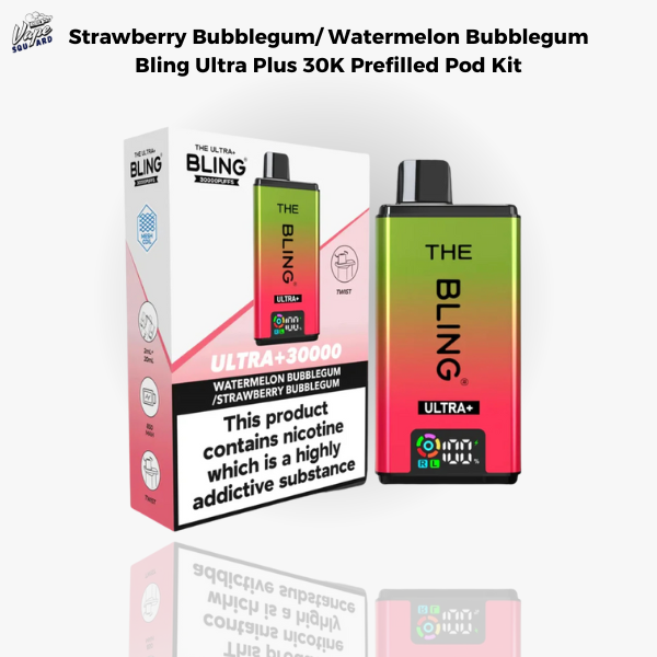 Strawberry Bubblegum/ Watermelon Bubblegum Bling Ultra Plus 30K Prefilled Pod Kit