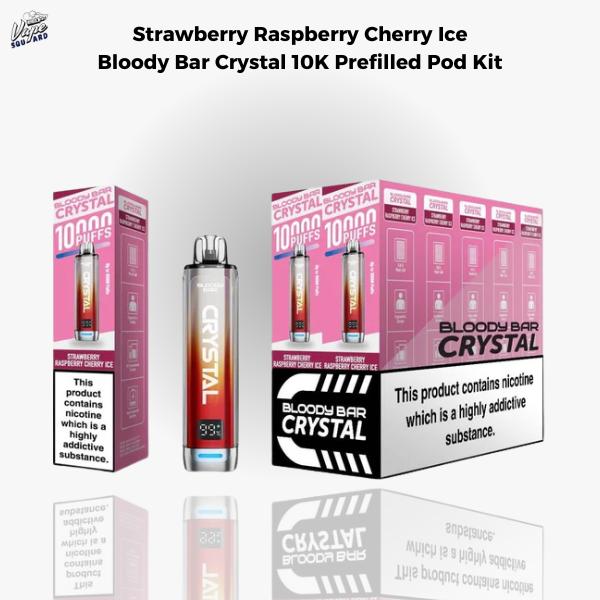 Strawberry Raspberry Cherry Ice Bloody Bar Crystal 10K Prefilled Pod Kit