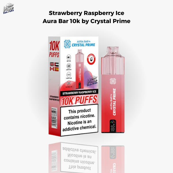 Strawberry Raspberry Ice Aura Bar 10k Prefilled Vape By Crystal Prime