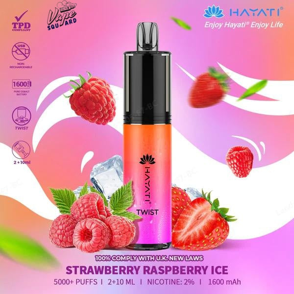Strawberry Raspberry Ice Hayati Twist 5000 Puffs Prefilled Vape