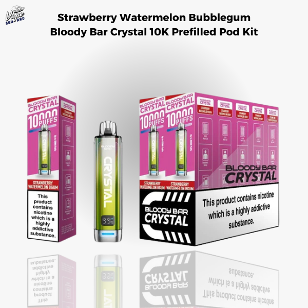 Strawberry Watermelon Bubblegum Bloody Bar Crystal 10K Prefilled Pod Kit