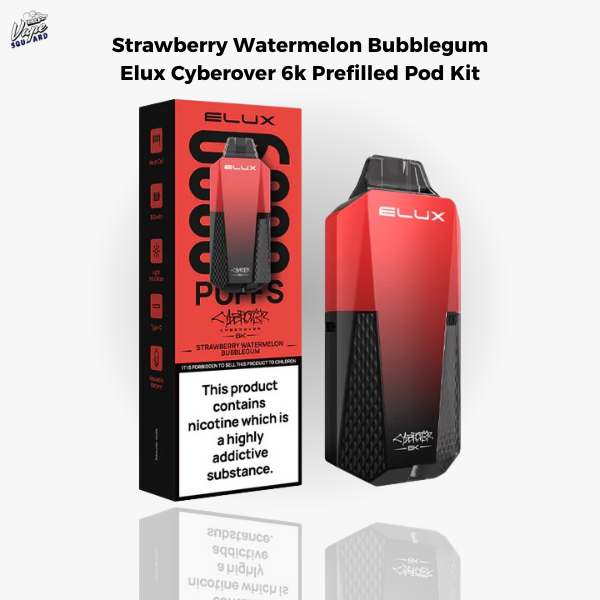 Strawberry Watermelon Bubblegum Elux Cyberover 6K Prefilled Pod Kit