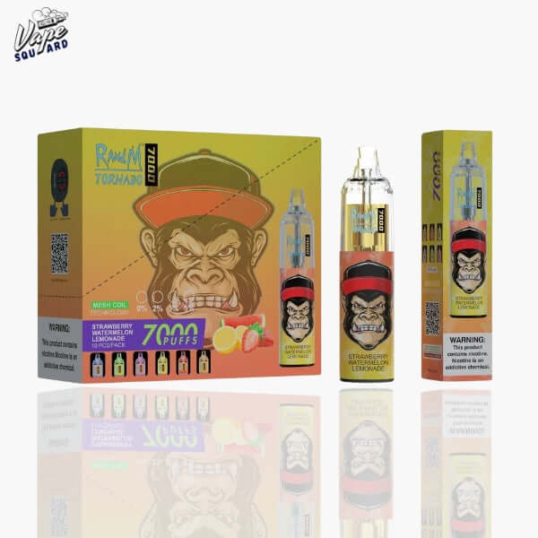Strawberry Watermelon Lemonade RandM Tornado 7000 Puffs Prefilled Vape
