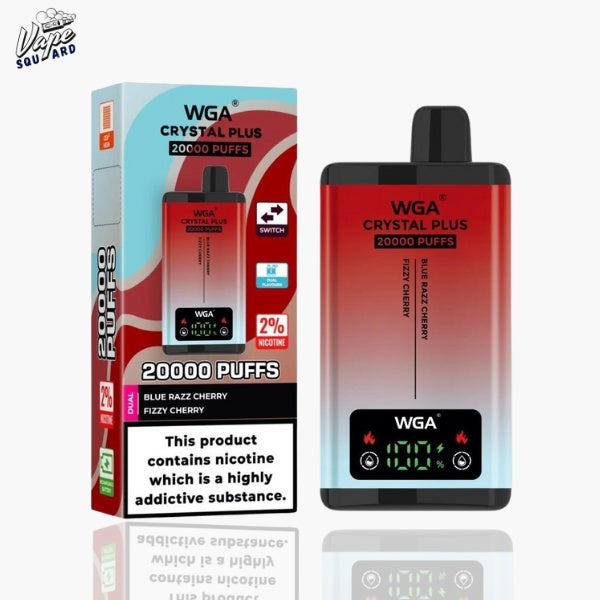WGA Crystal Plus 20000 Blue Razz Cherry and Fizzy Cherry Prefilled Vape